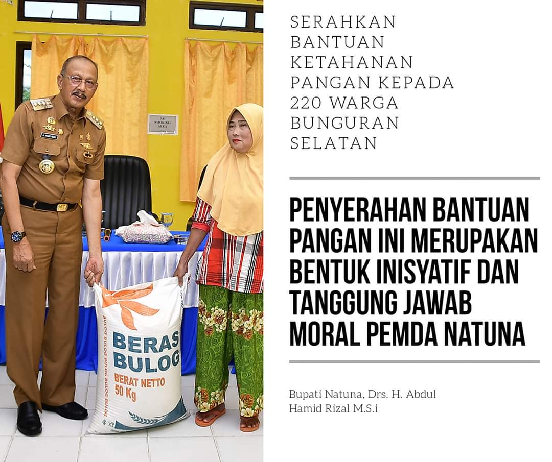 Dilanda Wabah Corona, Hamid Rizal Serahkan Bantuan Beras Kepada 220 Warga Natuna Kurang Mampu