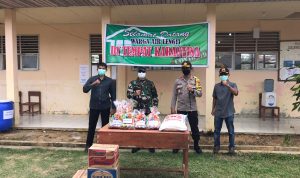Kapolres dan Dandim 0318/Natuna, Serahkan Bantuan Sembako Kepada Warga Desa Air Lengit yang di Observasi