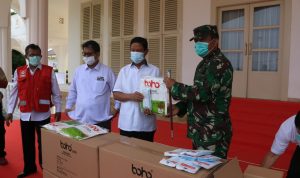 Danlanud RHF Serahkan Bantuan Kesehatan Tahap II sebanyak 14.000 APD dan Masker