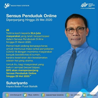Sensus Penduduk Online Diperpanjang Hingga 29 Mei