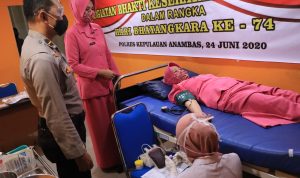 Menyambut Hari Bhayangkara Ke- 74 Personil Polres Kep. Anambas Beserta Bhayangkari Laksanakan Donor Darah