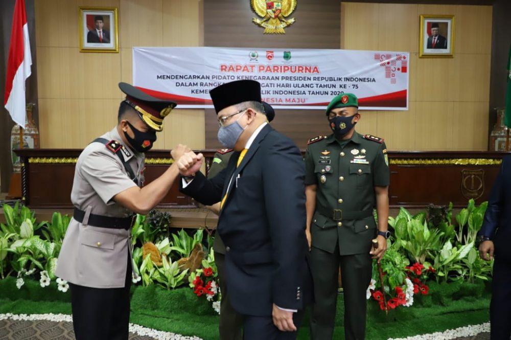 Bupati Muba Dengarkan Pidato Kemerdekaan Presiden Dalam Rangka HUT ke-75 RI