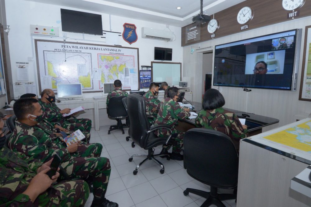 Wadanlantamal IV Melalui Vicon Ikuti Acara Pembangunan Zona Integritas dan Reformasi Birokrasi Lantamal IV