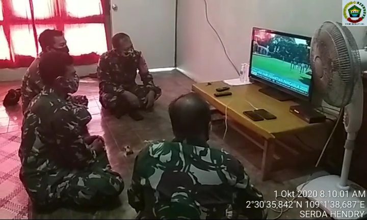 Koramil 06/Serasan, Ikuti Upacara Hari Kesaktian Pancasila Melalui Televisi