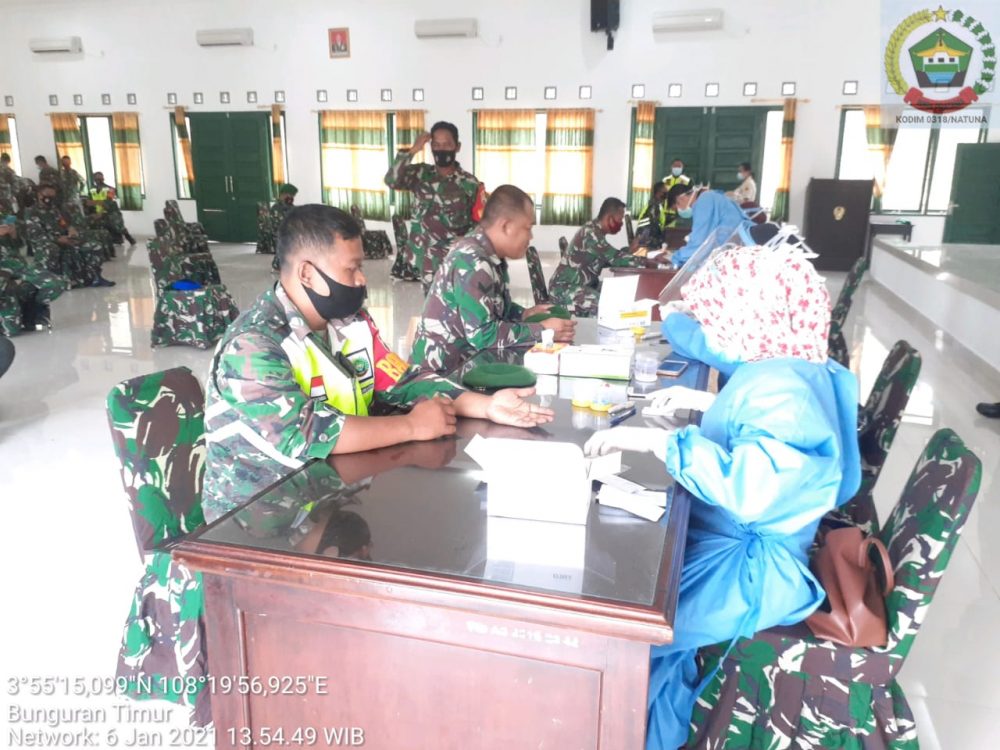 Cek Kesehatan Personil, Kodim 0318/Natuna Gelar Rapid Tes Covid-19