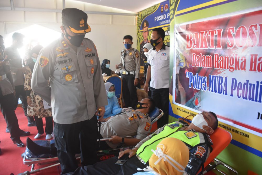 35 Personil Polres Muba Lakukan Aksi Donor Darah, Bantu Operasi Jantung Terbuka