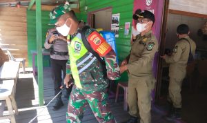 Lagi, Koramil 03/Sedanau Bersama Instansi Terkait Lakukan Penyemprotan Disinfektan