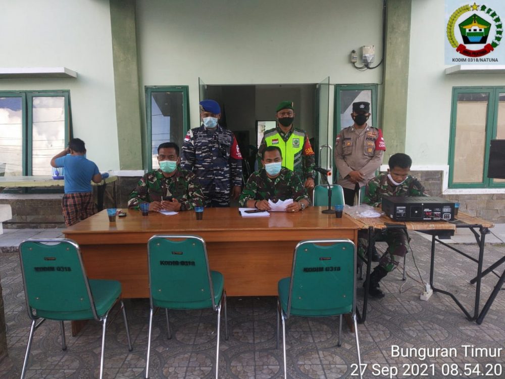 Kodim 0318/Natuna Terus Berupaya Putusan Penyebaran Virus Covid – 19 Melalui Vaksinasi Gurindam 12
