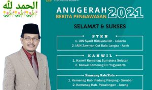 Anugerah Berita Pengawasan 2021 Diraih Kemenag Padang Panjang