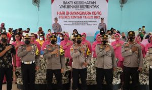 Polres Bintan Laksanakan Vaksinasi Serentak Yang Di Pantau Oleh Kapolri, Menjelang Hari Bhayangkara Ke 76 Tahun 2022