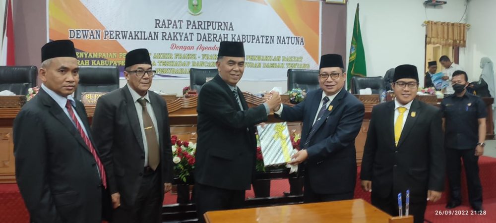 Melalui Rapat Paripurna, 5 Fraksi DPRD Natuna Setuju RAPBD-P