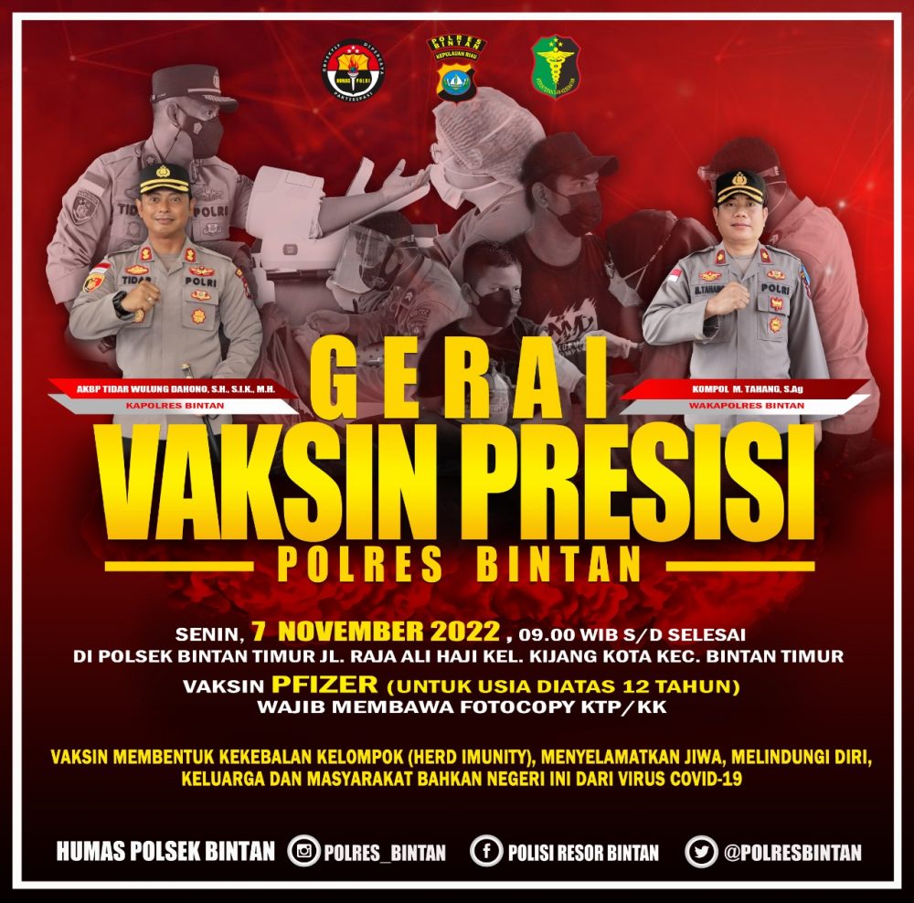 Polres Bintan Kembali Buka Gerai Vaksin Presisi