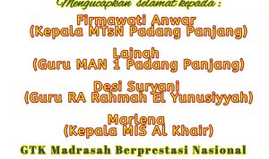 4 GTK Padang Panjang Terima Anugerah Madrasah Award 2022 Tk. Nasional