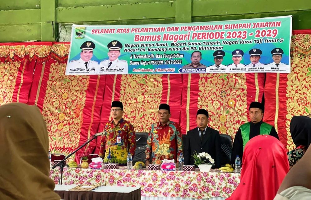 Rahmang Hadiri Pelantikan Anggota Bamus 4 Nagari di Lingkungan Kecamatan Nan Sabaris