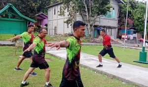 Jaga Stamina Tubuh, Koramil 06/Serasan Laksanakan Kegiatan Senam SKJ-88 dan Lari Aerobik