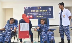 Sambut HUT TNI AU Ke 78, Lanud Raja Haji Fisabilillah Menggelar Kegiatan Donor Darah