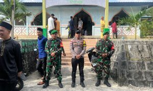 Sinergitas Koramil 06/Serasan Bersama Polsek, Amankan Jalannya Ibadah Sholat Idul Fitri 1445 H