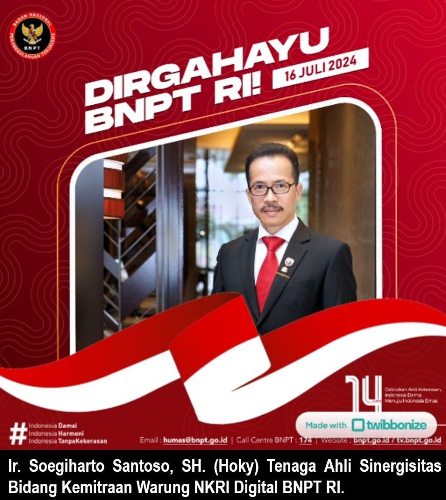 Ketum APTIKNAS Ucapkan Selamat Ulang Tahun BNPT RI Ke-14