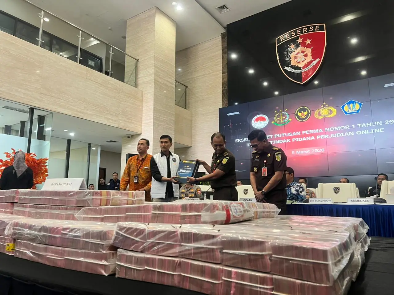 Bareskrim Polri Serahkan Rp58,1 M Hasil Judi Online